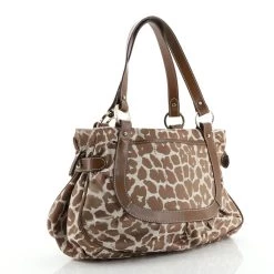 women Fendi Chef Tote Printed Satin Large Brown, Neutral, Print