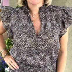 Jude Connally women Honey Blouse in Herringbone Chocolate Gold