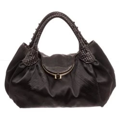 women Fendi Black Leather Spy Handbag