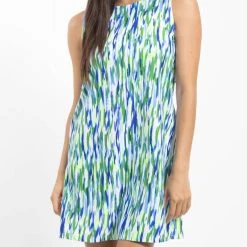 Jude Connally women Melody Dress Jude Cloth In Watercolor Blue Green