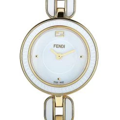 women Fendi My Way Gold-Tone White Ceramic Quartz Watch F359424004