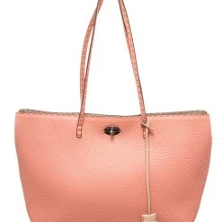 women Fendi Pink Leather Selleria Tote Bag