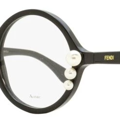 Fendi Women's Round Pearl Eyeglasses FF0298 807 Black 51mm