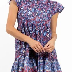 Jude Connally women Maddie Paisley Dress In Navy/Gold