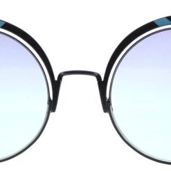 women Fendi Hypnoshine FF 0215 0LB Matte Turquoise Cat-Eye Metal Sunglasses