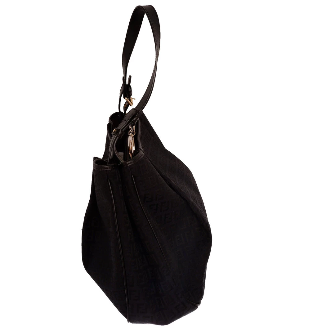 women Fendi Black Zucchino Canvas Hobo Bag 5 women Fendi Black Zucchino Canvas Hobo Bag - Image 3