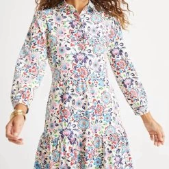 Jude Connally women Henley Dress in Mini Floral Chintz Cream