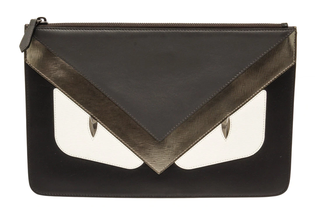 women Fendi Black Leather Monster Pouch 4 women Fendi Black Leather Monster Pouch - Image 2