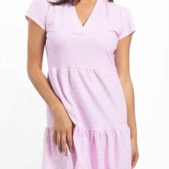 Jude Connally women Ginger Dress in Pinstripe Soft Begonia