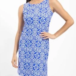 Jude Connally women Beth Dress in Sunburst Tile Cobalt