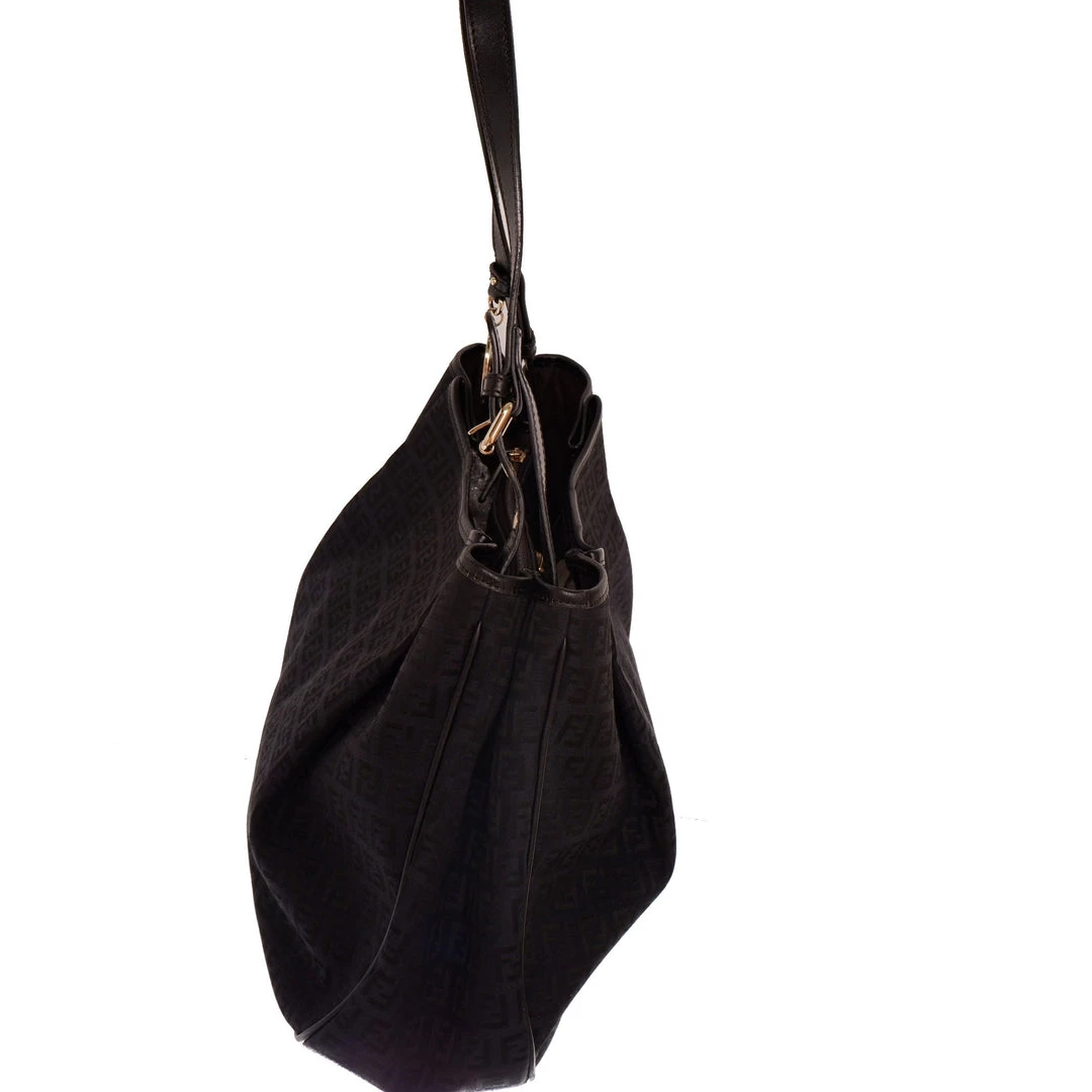 women Fendi Black Zucchino Canvas Hobo Bag 4 women Fendi Black Zucchino Canvas Hobo Bag - Image 2