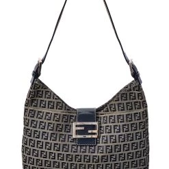 women FENDI Blue Zucca Print Canvas Mamma Bag (Authentic Pre-Owned)