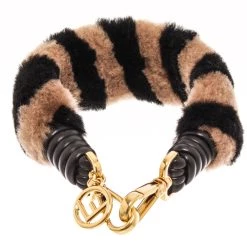 women Fendi Brown Faux Fur Shoulder Strap