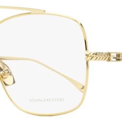 Fendi Women's Square Eyeglasses FF0445 J5G Gold 57mm