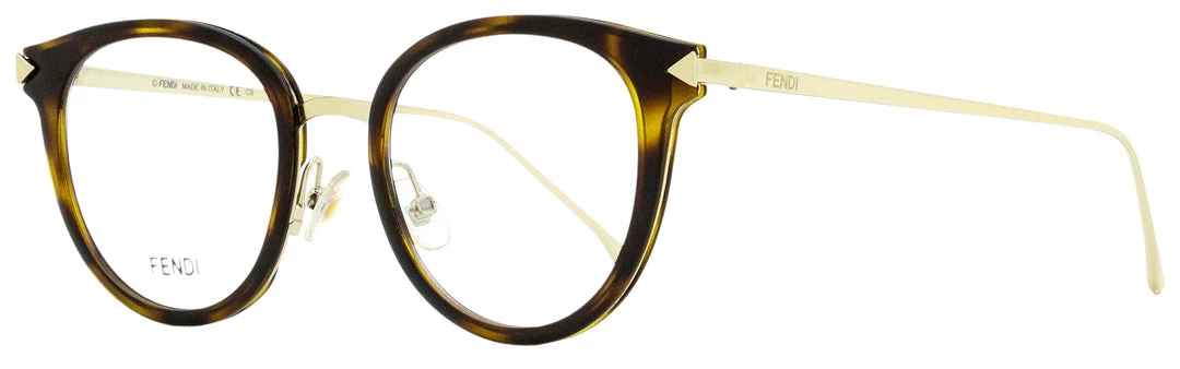 Fendi Women's Oval Eyeglasses FF0166 V4Z Gold/Havana 48mm 3 Fendi Women's Oval Eyeglasses FF0166 V4Z Gold/Havana 48mm