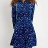 Jude Connally women Henley Dress in Mini Leopard Royal Navy